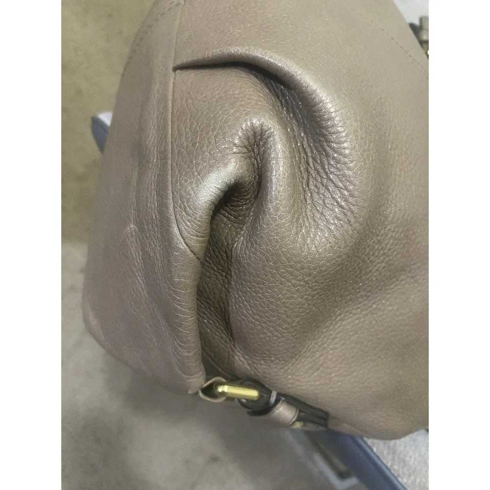 Vintage Coach Taupe Leather Handbag Shoulder Purse Pebbled Brown Satchel Womens